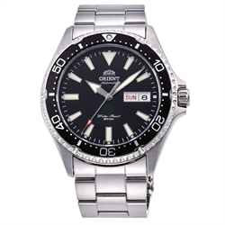 Orient 東方錶Mako 3 Water Resistant 系列200潛水黑色錶盤不鏽鋼男士自動機械錶 RA-AA0001B19B