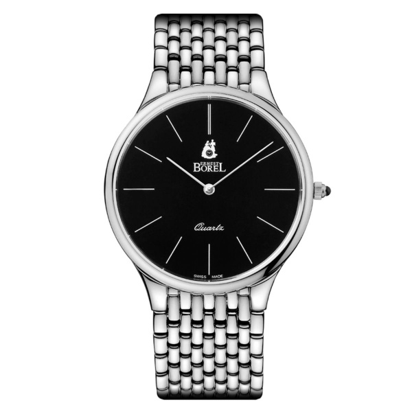 Borel 依波路星宇系列37mm黑色錶盤男士石英不鏽鋼手錶 GS706N-5816#