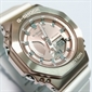 Casio G-SHOCK 奢華桃紅金色錶圈白色珠光錶帶指針數碼女士手錶 GM-S2100CW-7A