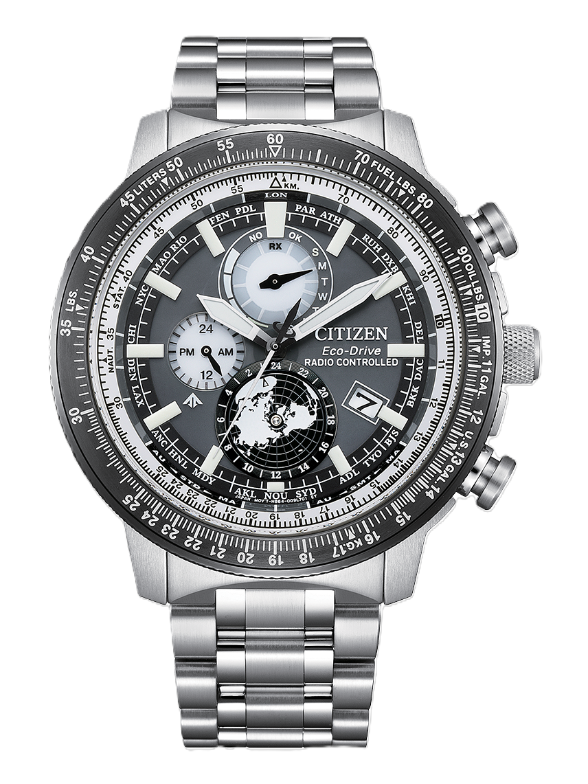 Citizen PROMASTER Sky系列 電波計時不鏽鋼男士光動能手錶 BY3006-53H