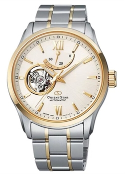 Orient 東方之星Open Heart 系列白色錶盤不鏽鋼男士鏤空機械手錶 RE-AT0004S00B