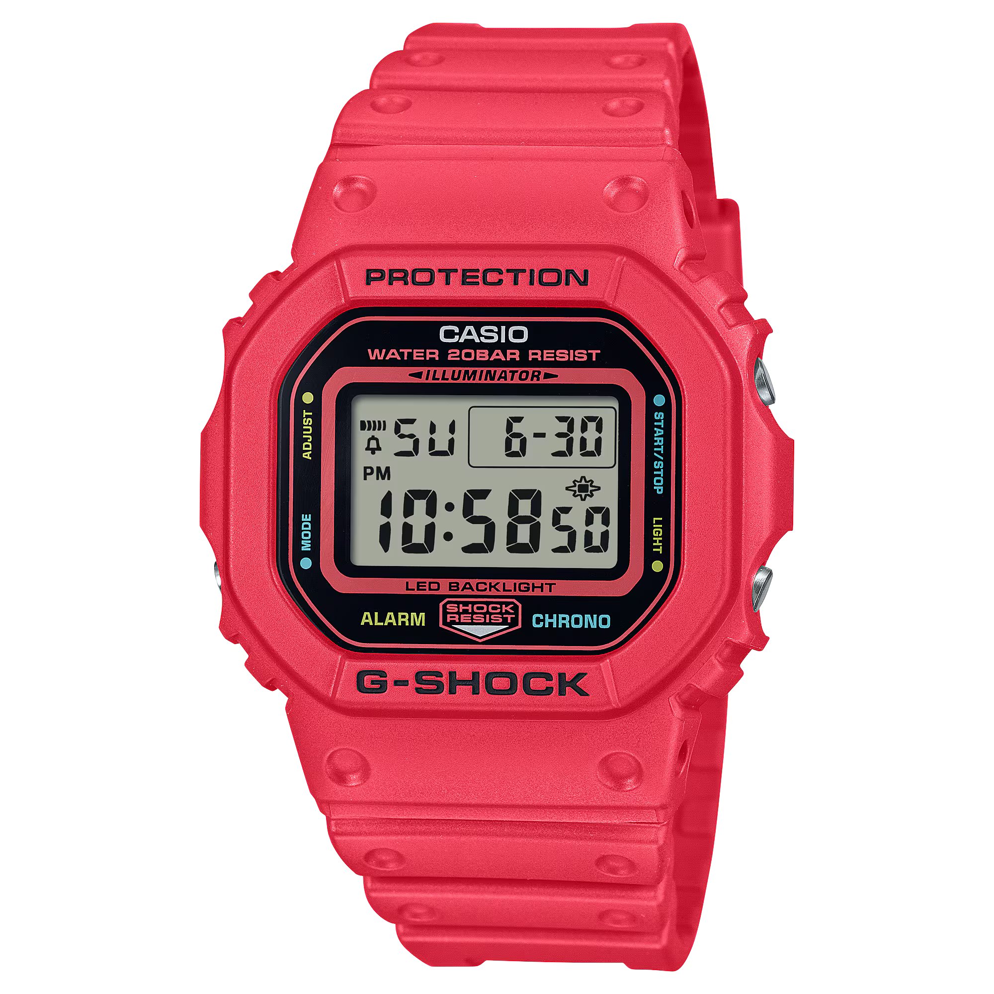 Casio G-SHOCK 5600 系列鮮紅色男士數碼運動手錶 DW-5600EP-4