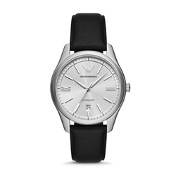 Emporio Armani 41mm Silver Dial Stainless Steel Mechanical Men's Leather Watch AR60077