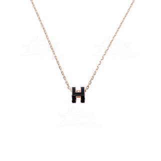 Hermes Mini Pop H Necklace 项链 黑配玫瑰金色