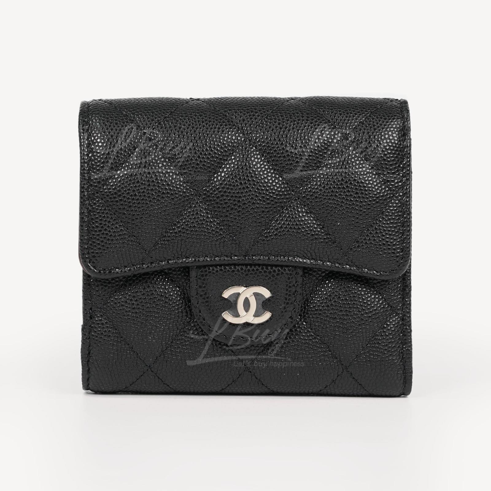 Chanel Classic Small Flap Wallet Black with Gold Tone Metal AP0712