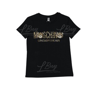 Moschino Underwear 豹纹Logo 泰迪熊短袖T恤 黑色