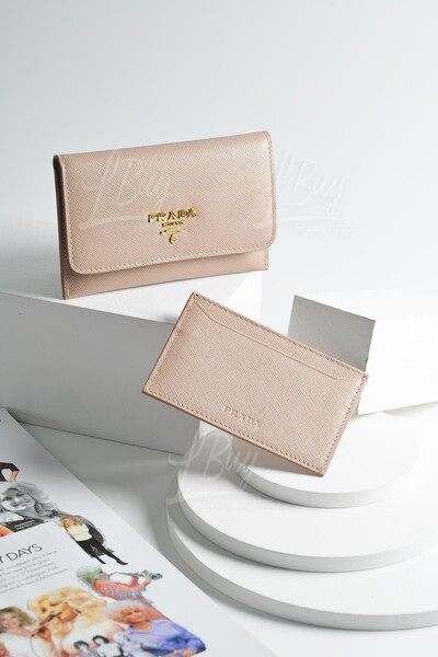 PRADA-Prada Saffiano Leather Light Pink Card Holder