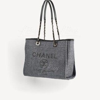 Chanel Deauville Medium Tote Bag Grey Black
