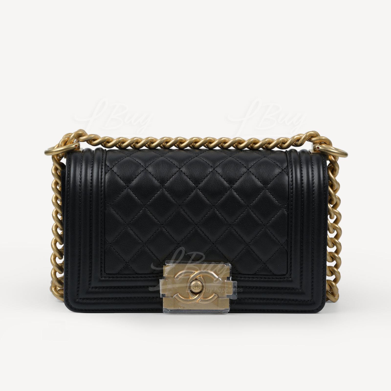 Chanel Boy Calfskin Small Handbag Gold CC Logo A67085
