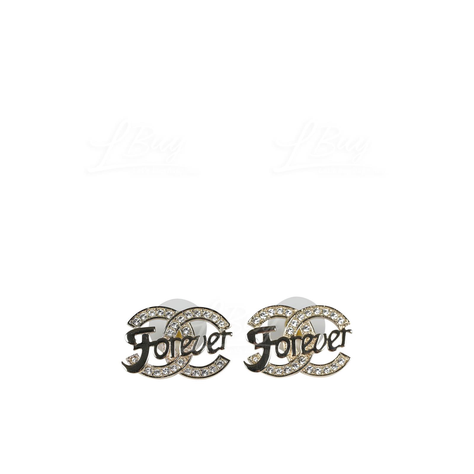 Chanel Gold Forever CC Logo Crystal Earrings AB6321