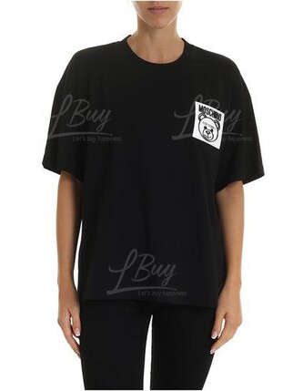 Moschino Couture 口袋泰迪熊Logo 短袖T恤 黑色
