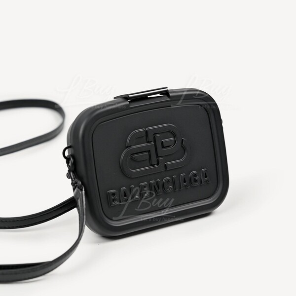 BALENCIAGA-Balenciaga Black Lunch Box Mini Case with Leather Strap