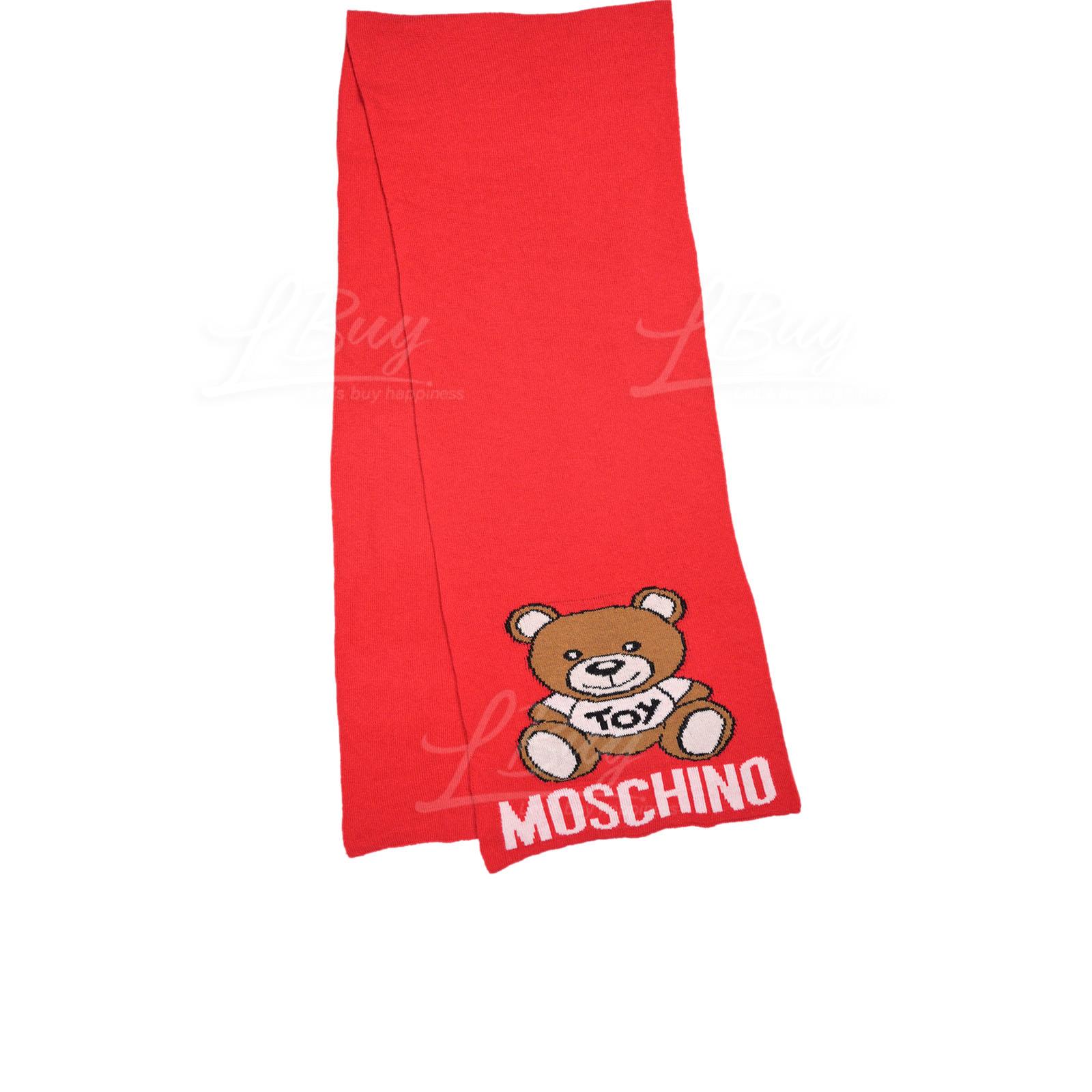 Moschino 大泰迪熊大红色围巾