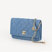 Chanel Denim Blue Gold Ball Wallet On Chain
