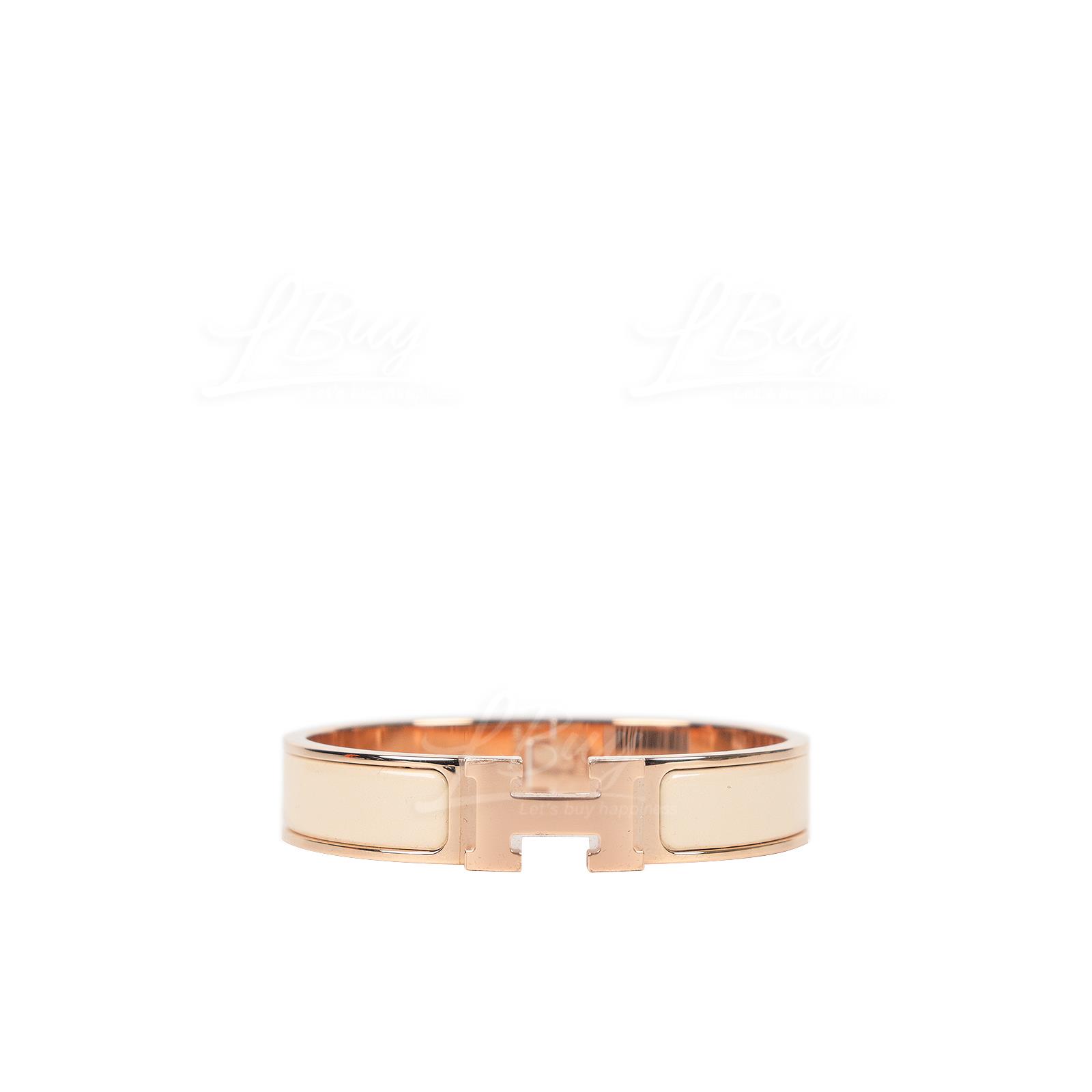 Hermes Clic H Bracelet 4P Beige Nacre Rose Gold