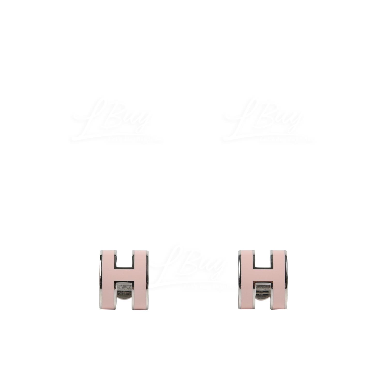 Hermes Pop H Earrings Rose Dragee with Palladium Plated Hardware