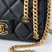 Chanel 琺瑯CC扣金色鏈帶小號垂蓋手袋