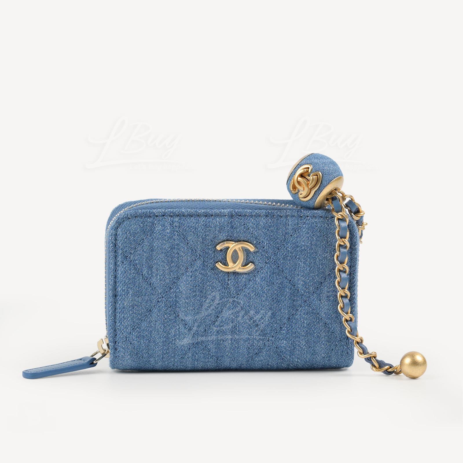 Chanel 牛仔小金球藍色小袋 AP2462