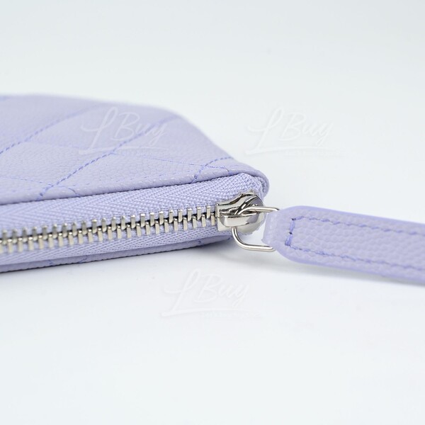 Classic zipped coin purse - Grained calfskin & silver-tone metal