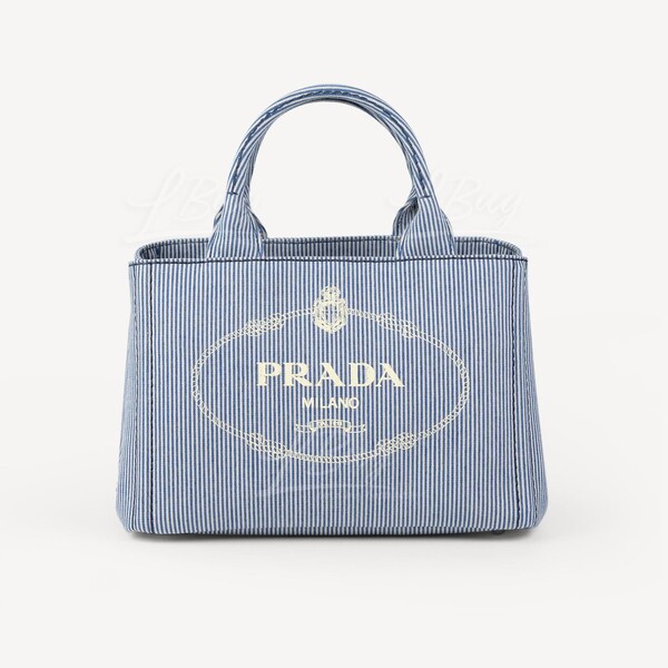 PRADA-Prada Denim Blue Stripe Tote Bag Shoulder Bag