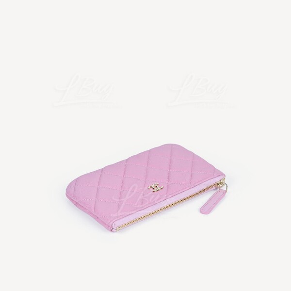 CHANEL-Chanel Classic Zipper Coinsbag Mini Pouch Pink with Gold ...