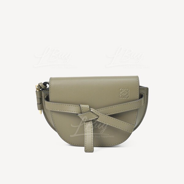 Mini Gate Dual bag in soft calfskin and jacquard Autumn Green - LOEWE