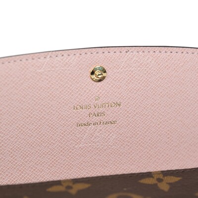 LOUIS VUITTON Monogram Emilie Wallet Gold Buckle Long Wallet Brown