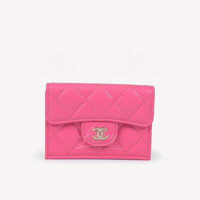 CHANEL-Chanel Classic Small Flap Wallet Pink with Gold CC Logo AP0230