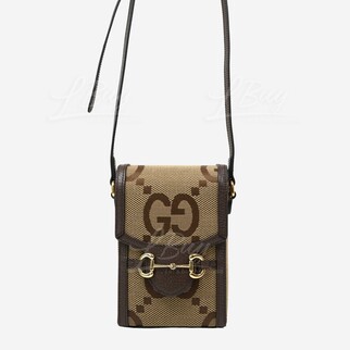 Gucci Jumbo GG帆布迷你袋手機袋 駝色及烏木色