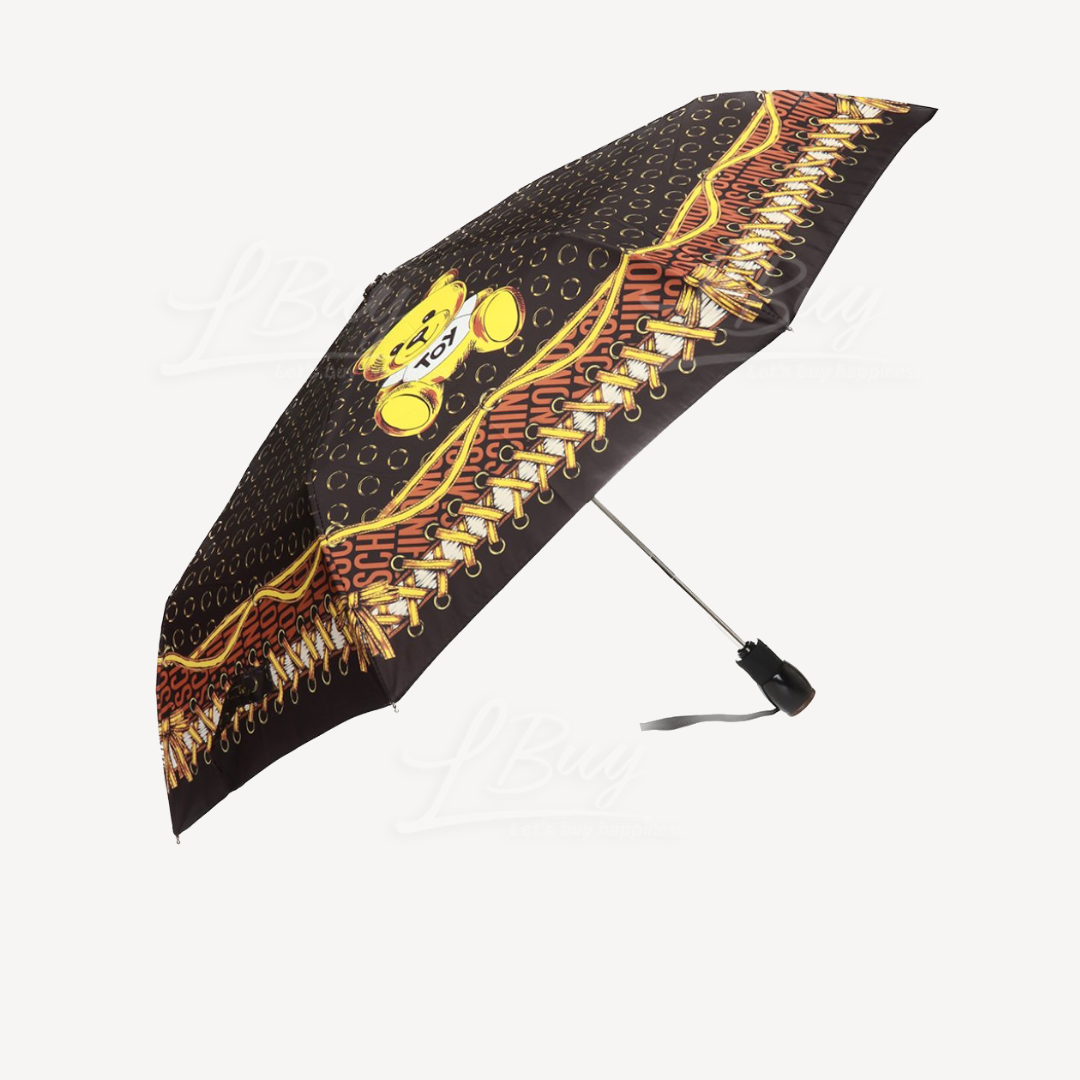 MOSCHINO-Moschino Patterned umbrella with logo自动雨伞
