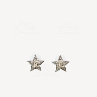 Chanel 銀色星形水鑽CC Logo耳環 ABA911