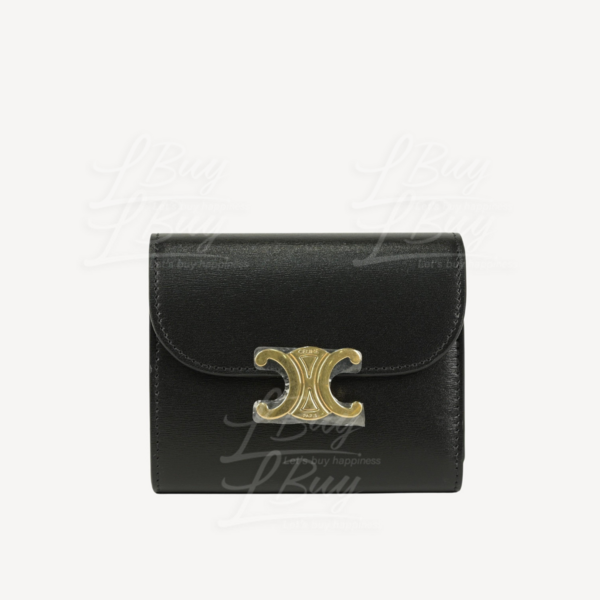 Celine, Accessories, Compact Wallet With Coin Triomphe In Shiny Calfskin