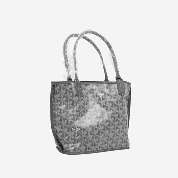 Goyard Anjou Mini Hand Bag Pouch Gray Purse Reversible Woman Auth