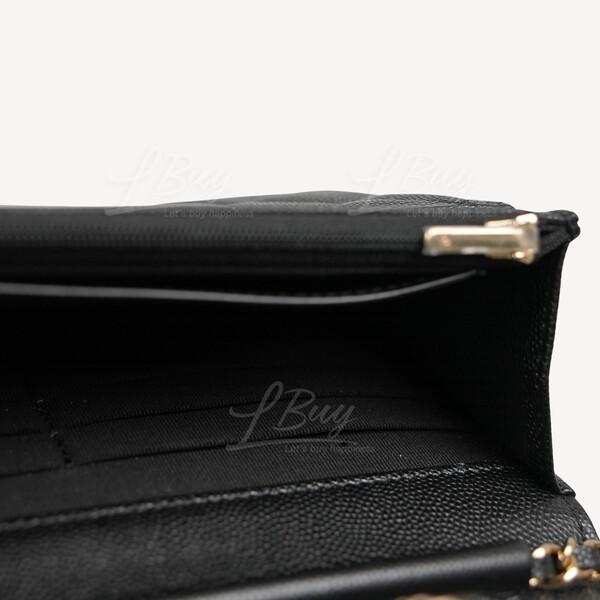 Zipped coin purse - Shiny grained calfskin, strass & gold-tone
