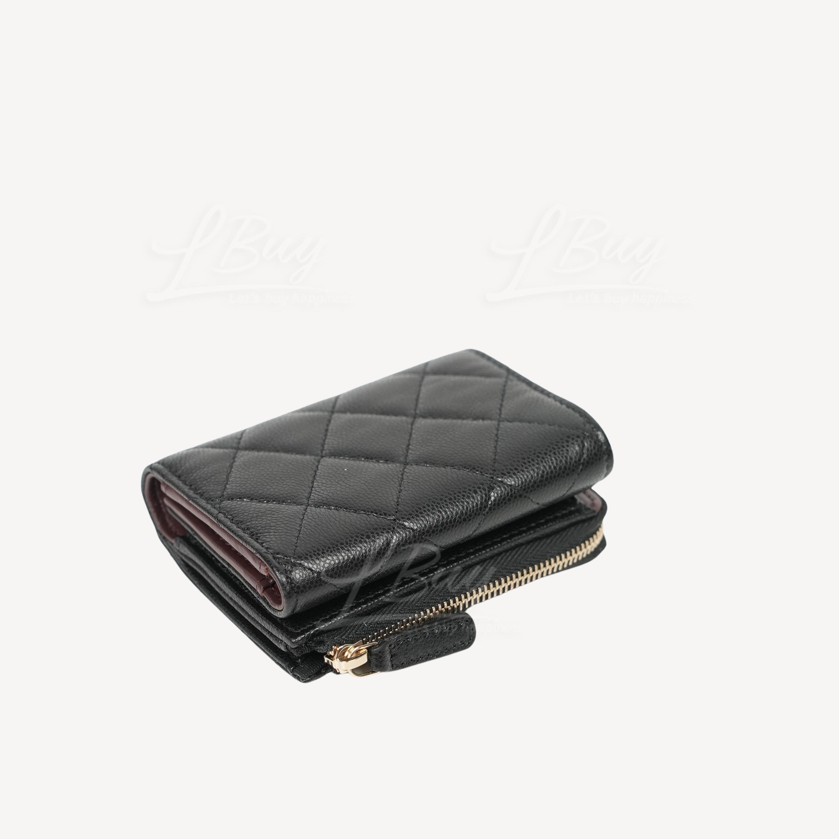 CHANEL Classic Small Flap Zip Wallet Caviar Leather Black AP3177