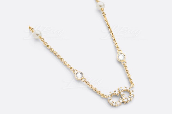 Dior CLAIR D LUNE Necklace Metal Resin Pearl Crystal CD Logo Gold Color  Boxed | eBay