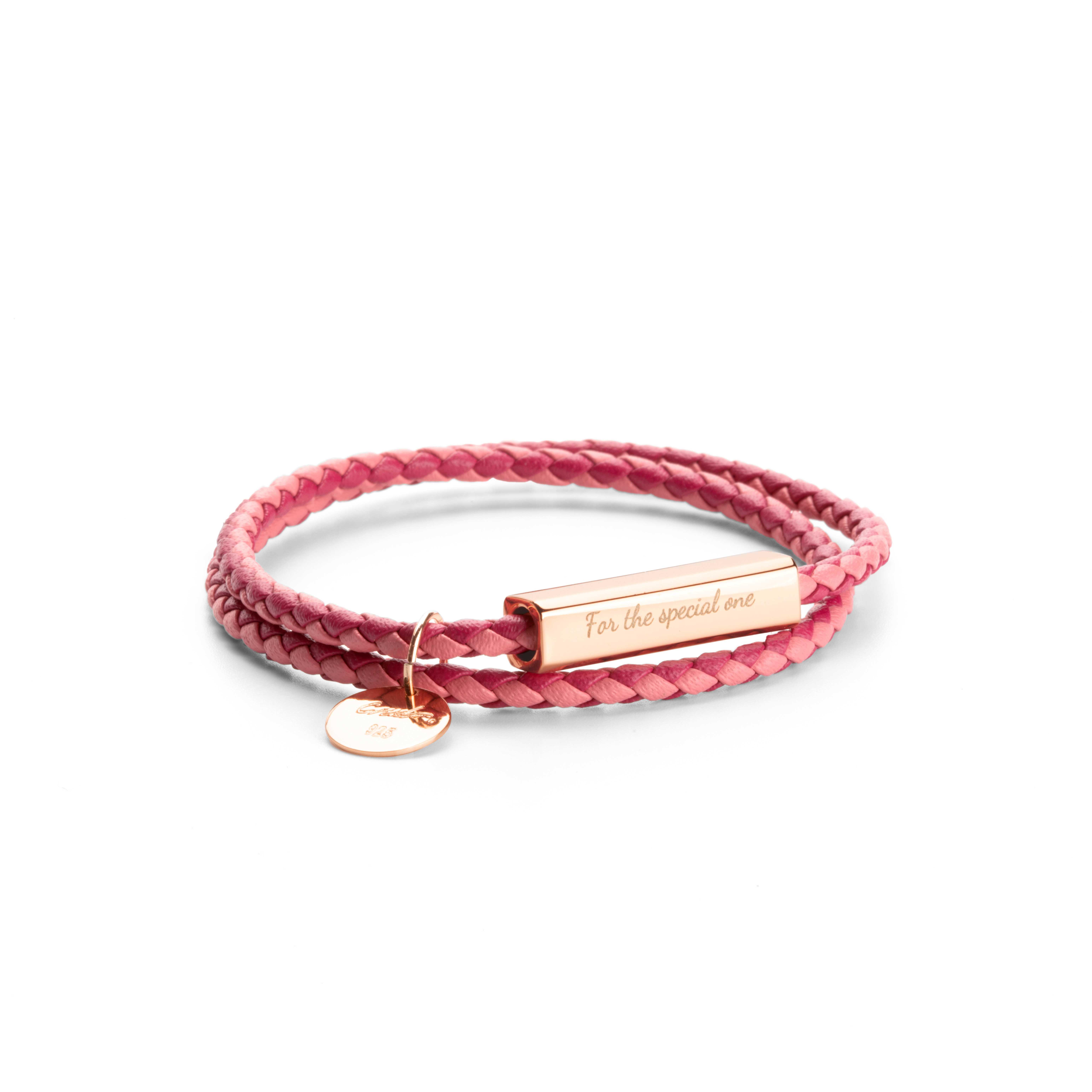 Ricordi 意大利編織皮革手環 - 緋紅 M size  (圓周18.5cm長)