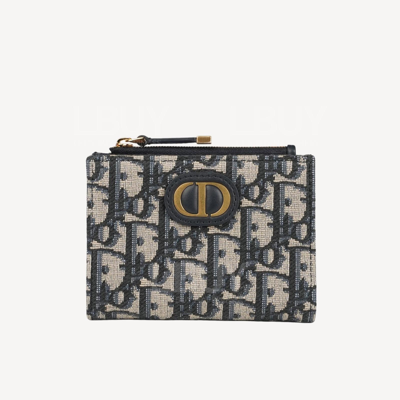 Dior 30 Montaigne Dahlia 藍色Oblique緹花 短銀包 S2197