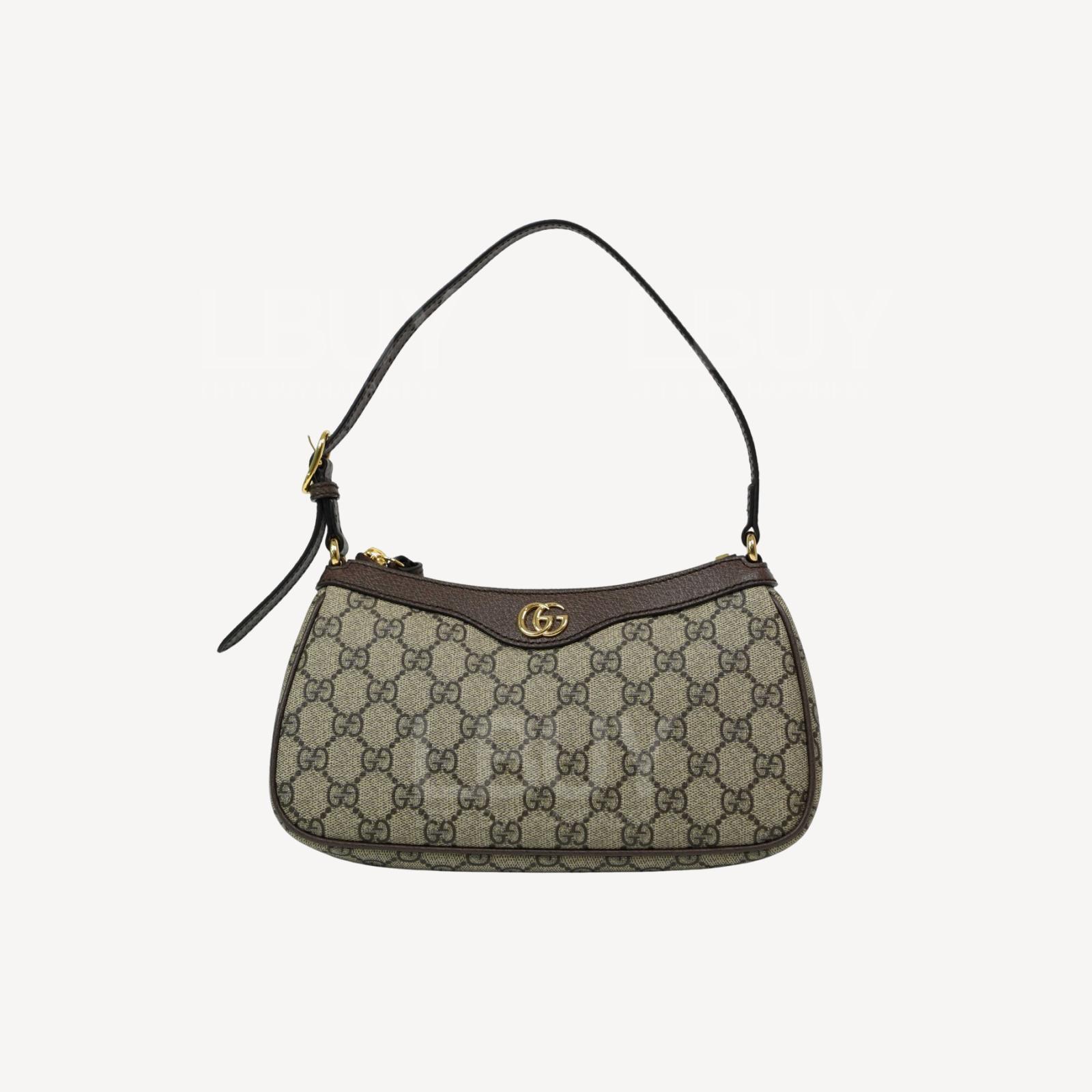 Gucci Ophidia GG Logo Supreme 帆布小型手袋腋下包 棕色 735145