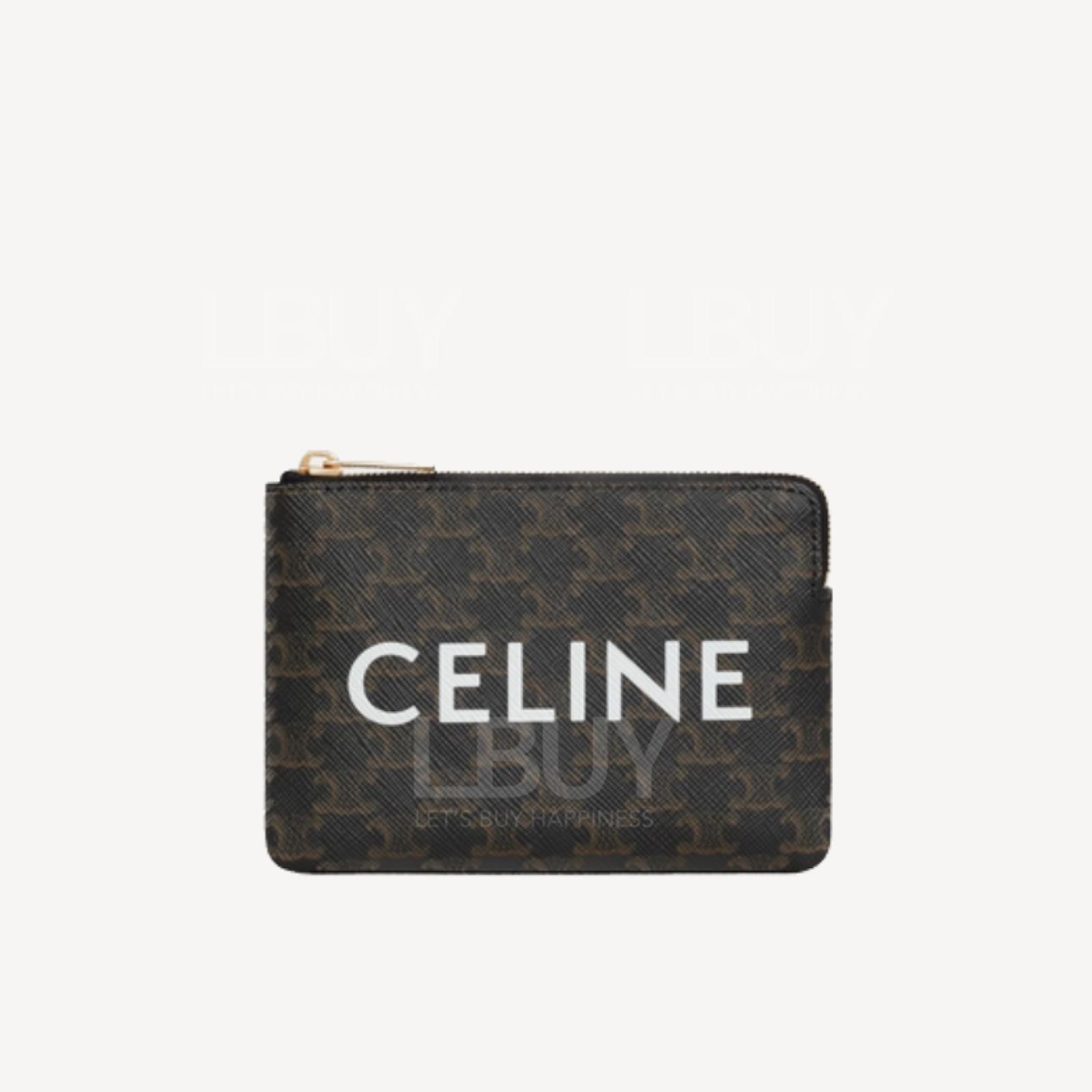 Celine Triomphe Canvas Coin and Card Pouch Black