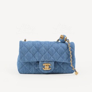 Chanel Denim Gold Ball 20cm Flap Bag AS1787