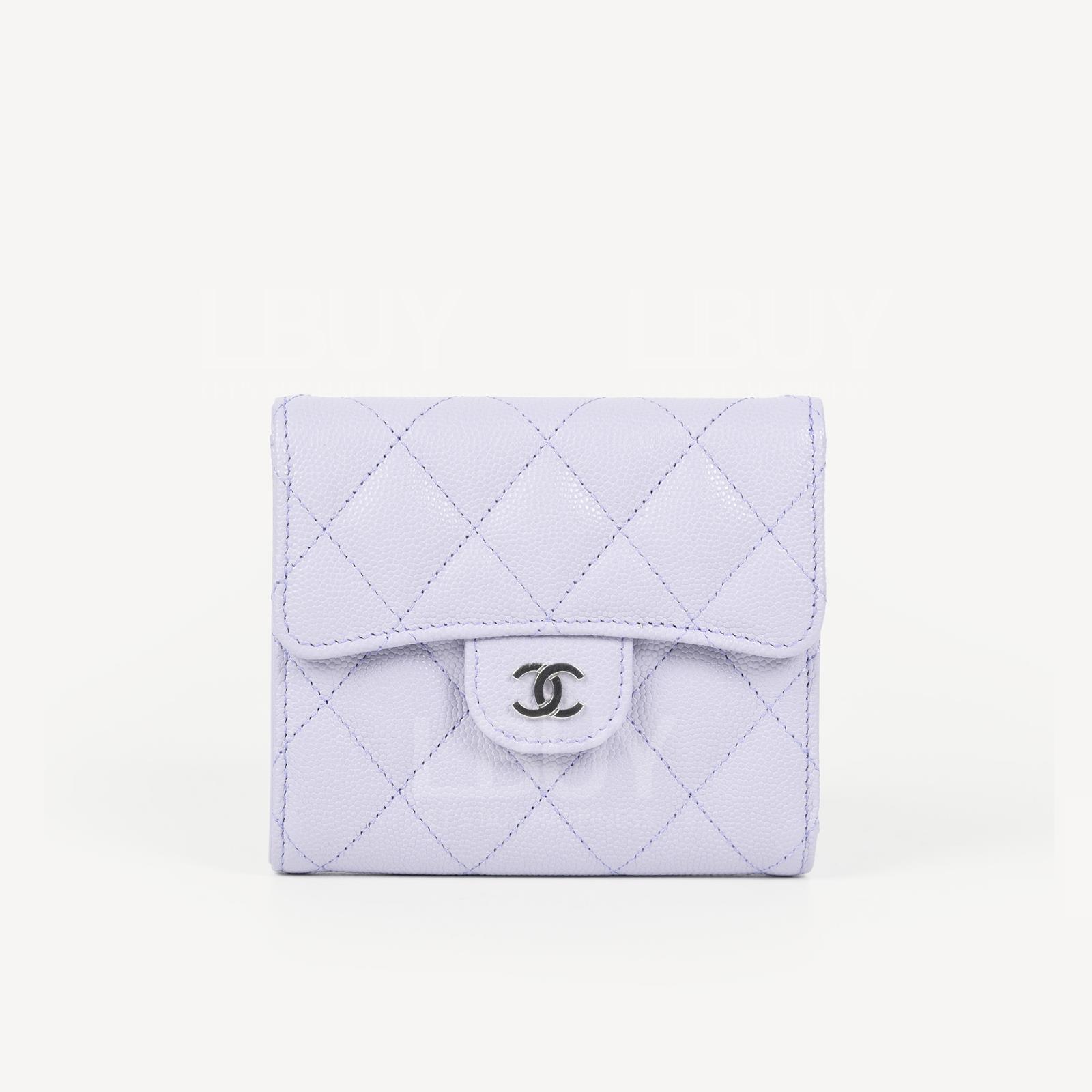 Chanel 經典款細號垂蓋銀包 粉紫色 銀扣 AP0231