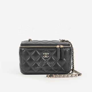 Chanel Mirror Grained Calfskin Long Vanity Case with CC Chain AP2625