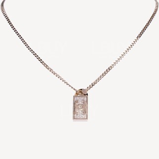 Chanel 金色方塊吊墜CC Logo 項鏈 AB5614