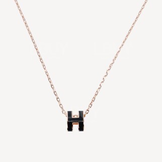Hermes Mini Pop H Necklace 項鍊 黑配玫瑰金色