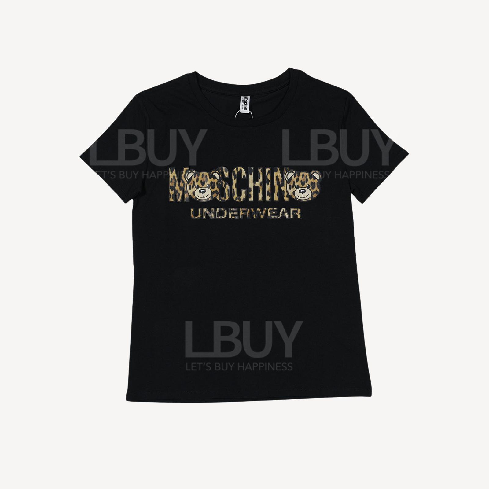 Moschino Underwear 豹紋Logo 泰迪熊短袖T恤 黑色