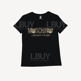 Moschino Underwear 豹紋Logo 泰迪熊短袖T恤 黑色