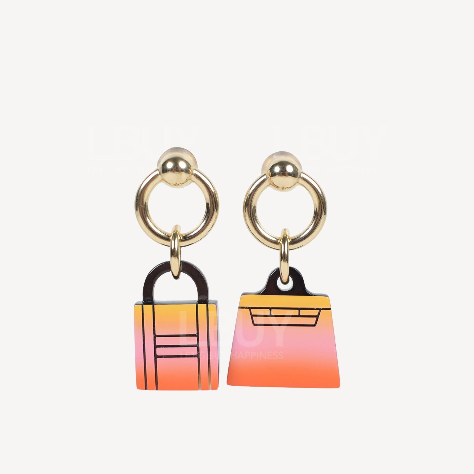 Hermes Fusion Amulette Maroquinier Earrings 糖果彩色牛角耳环