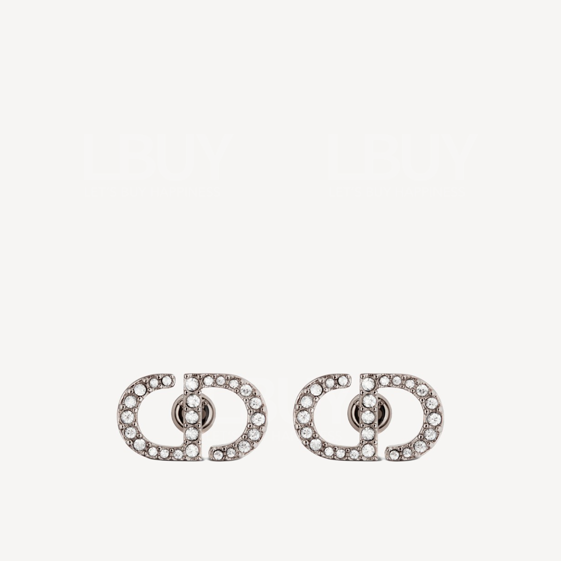 DIOR Petit CD 銀色耳釘配白色水晶 E1742
