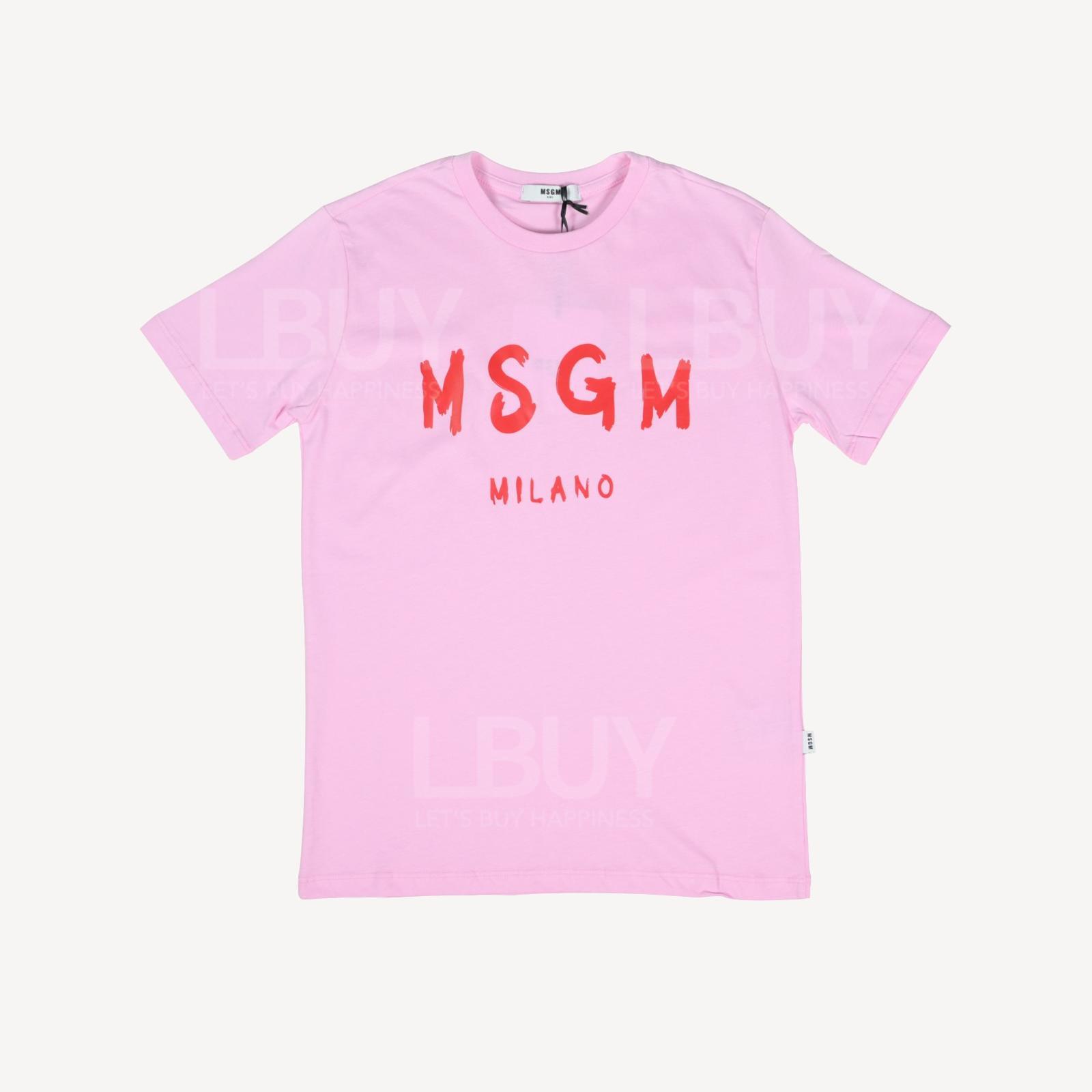 MSGM Logo 棉質短袖T恤 男女同款 粉紅色